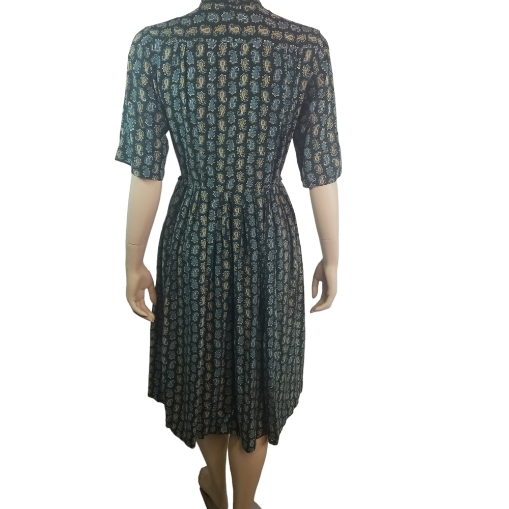 Vtg 50s mcm midcentury paisley cotton day dress - Picture 6 of 11